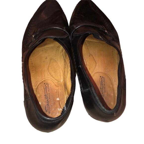 Santoni Bit Loafer Black Calf Leather Size 13 D Made In Italy Slip On Moc Stitch - Picture 7 of 12